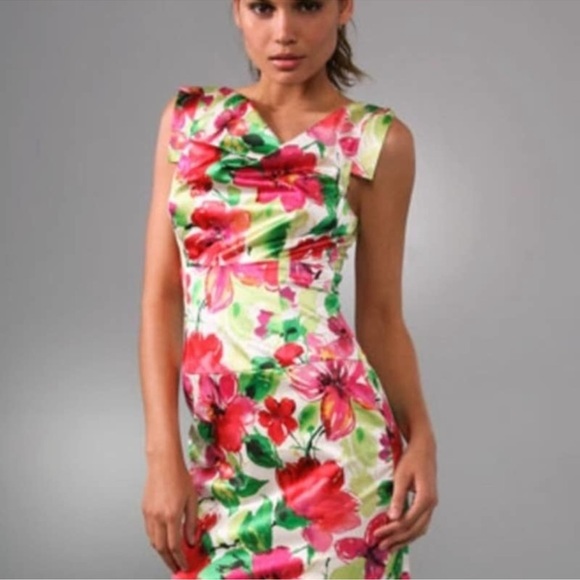 Black Halo Jackie O Satin Floral Mini Dress - Picture 2 of 9